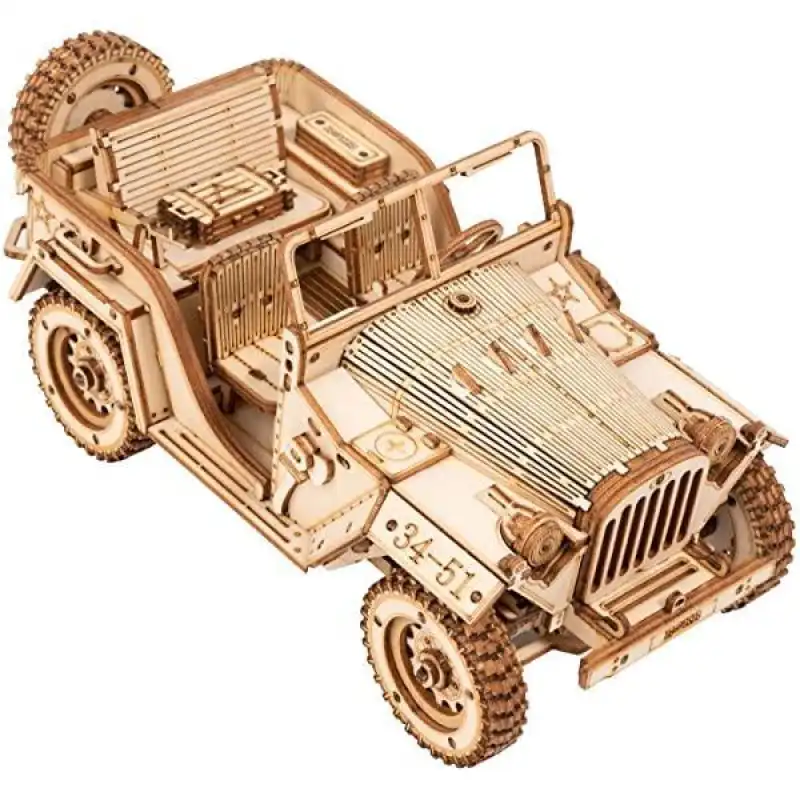 Puzzle 3D Bois Jeep Willys Militaire - Image 3